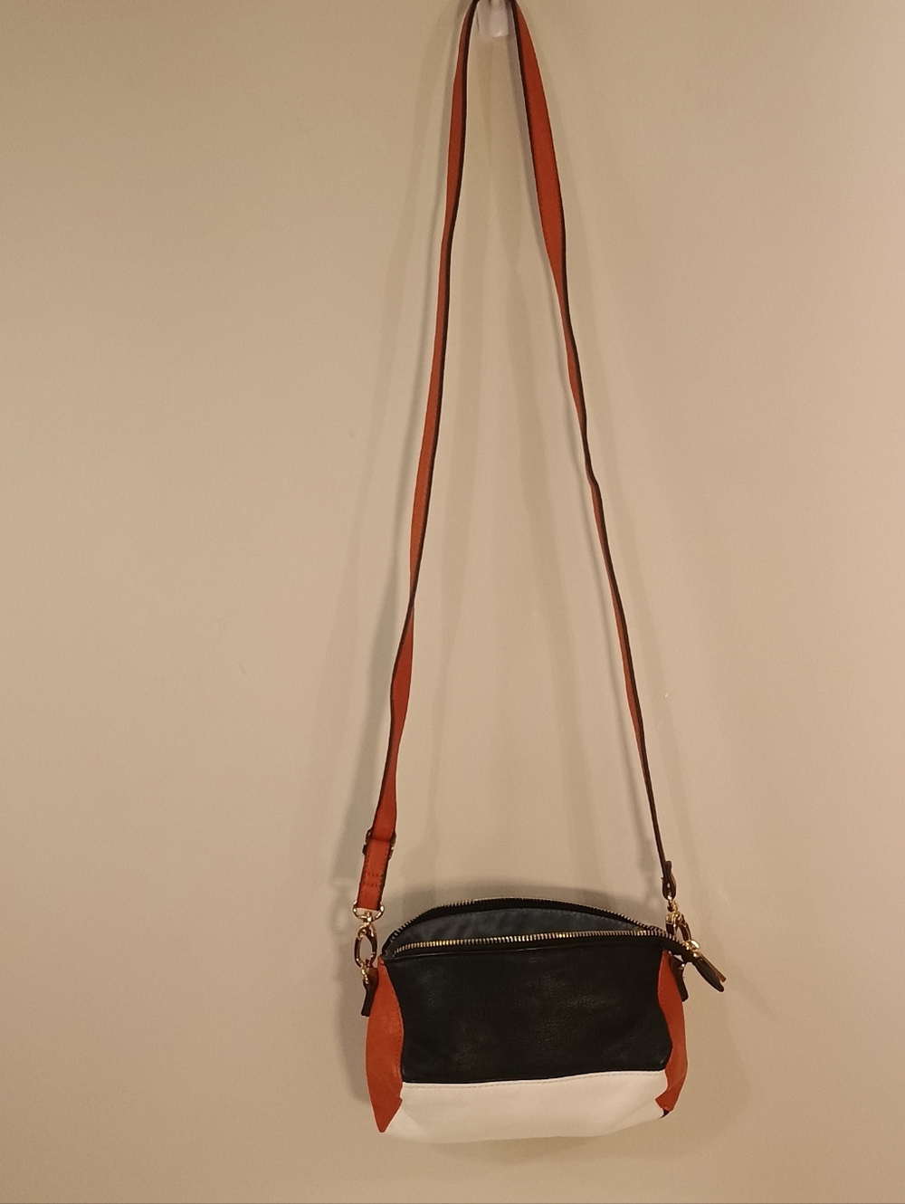 Poverty Flats Y2K Style Color Block White & Brown Mini  Crossbody Bag